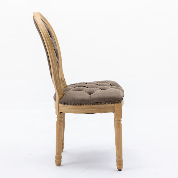 English Elm French Solid Wood Frame Dining Chair with Hand-Pulled Backrest, Nailhead Trim, High-Density Foam Comfort Brown W1143P166792