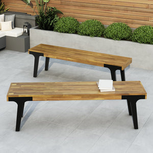 English Elm Christopher Knight Home® - BENCH( Acacia Wood Outdoor Dining Table for 6 with Rust‑Resistant Metal Legs, UV Treated Teak Finish, 300 lb Capacity 74323.00