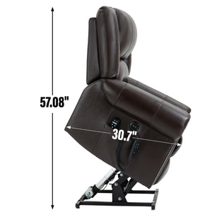English Elm Power Lift Recliner with Dual Motor Heat Massage Faux Leather Chair for Living Room W1803S00016
