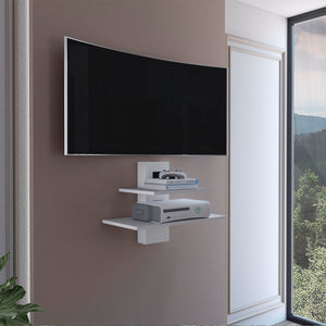 English Elm Burgos Modern 2-Tier Floating Shelf in White — Engineered Wood, Cable Management, Sleek Wall Organizer B070P173214