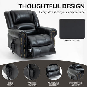 English Elm Power Lift Recliner with Dual Motor Heat Massage Faux Leather Chair for Living Room W1803S00015