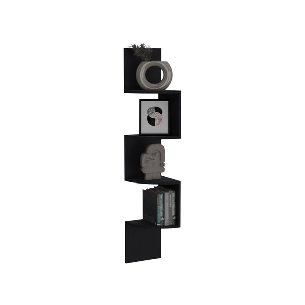 English Elm Rosset Floating Corner Shelf Tower Four Tier Wall Mounted Display for Modern Interiors B070P173206