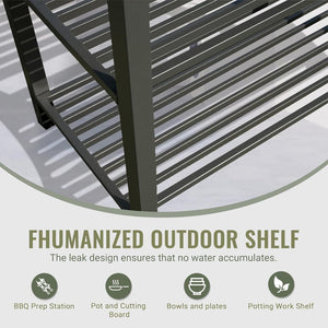 English Elm Outdoor Kitchen Island With Double Storage Rack, Durable Aluminum Prep Table & Protective Cover For Year-Round Use W1859P171908-GIGA