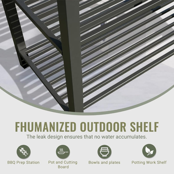 English Elm Outdoor Kitchen Island With Double Storage Rack, Durable Aluminum Prep Table & Protective Cover For Year-Round Use W1859P171908-GIGA