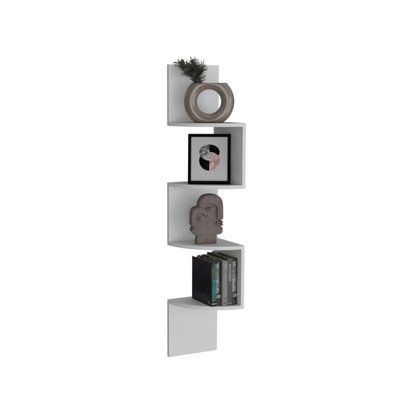 English Elm Rosset Floating Corner Shelf Tower Four Tier Wall Mounted Display for Modern Interiors B200P173207