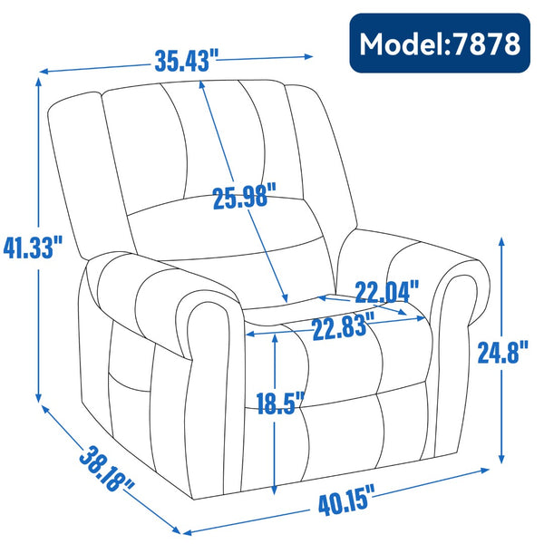 English Elm Power Lift Recliner with Dual Motor Heat Massage Faux Leather Chair for Living Room W1803S00015
