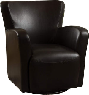 English Elm Christopher Knight Home® - Wingback PU Swivel Club Chair in Brown Faux Leather with Espresso Feet, Plush Seat for Cozy Livingroom 57449.00PU