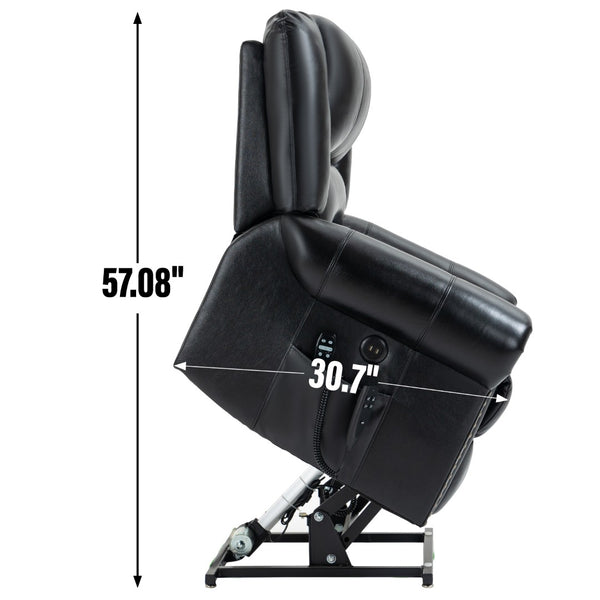 English Elm Power Lift Recliner with Dual Motor Heat Massage Faux Leather Chair for Living Room W1803S00015