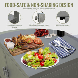 English Elm Outdoor Kitchen Island With Storage - Durable Aluminum Prep Table For Bbq, Patio & Deck Use W1859P171948