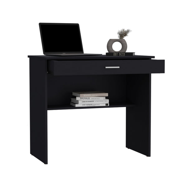 English Elm 80 Compact Writing Desk with Large Drawer & Lower Shelf, Engineered Wood Workstation 31.5x19.6 Black 35 L x 23.6 W x 31.4 H B200P173209