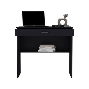 English Elm 80 Engineered Wood Writing Desk with Drawer & Lower Shelf — Compact 31.5"x19.6" Workstation, Sleek Storage Solution Black 35 L x 23.6 W x 31.4 H B070P173209