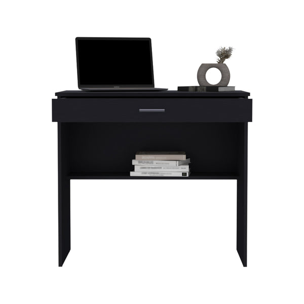 English Elm 80 Engineered Wood Writing Desk with Drawer & Lower Shelf — Compact 31.5"x19.6" Workstation, Sleek Storage Solution Black 35 L x 23.6 W x 31.4 H B070P173209