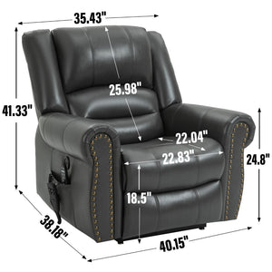 English Elm Power Lift Recliner with Dual Motor Heat Massage Faux Leather Chair for Living Room W1803S00014
