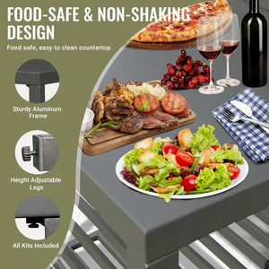 English Elm Outdoor Kitchen Island With Double Storage Rack - Durable Aluminum Prep Table For Patios & Decks W1859P171915-GIGA