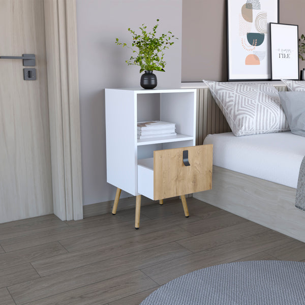 English Elm Huna Tall Nightstand with Multicolor Engineered Wood, Open Shelf & Drawer, Sturdy Legs, 15.7" Top B070P173217