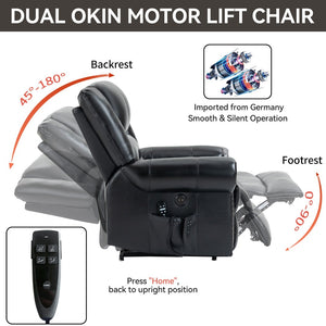English Elm Power Lift Recliner with Dual Motor Heat Massage Faux Leather Chair for Living Room W1803S00015