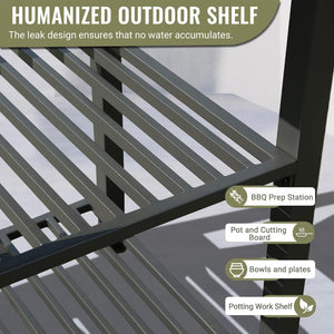 English Elm Outdoor Kitchen Island With Double Storage Rack - Durable Aluminum Prep Table For Patios & Decks W1859P171915-GIGA