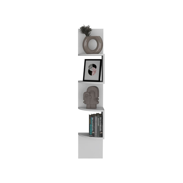 English Elm Rosset Floating Corner Shelf Tower Four Tier Wall Mounted Display for Modern Interiors B200P173207