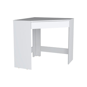 English Elm Amity Corner Desk White – Engineered Wood Office Workstation with Large Drawer, Space-Saving Design B200P173216