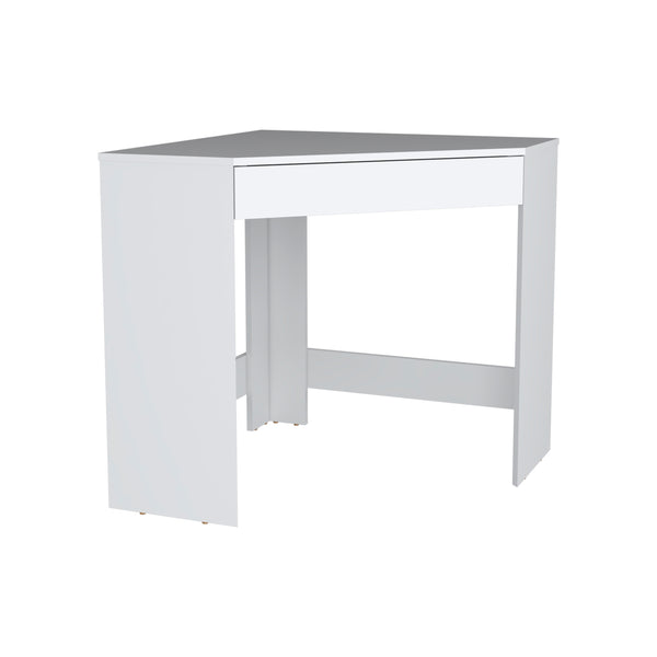 English Elm Amity Corner Desk White with Spacious Drawer, 29.9" x 29.9" Workstation — Modern Space-Saving Design B070P173216