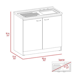 English Elm Napoles Stainless Steel Utility Sink Cabinet with Shelf for Laundry or Mudroom B200S00145