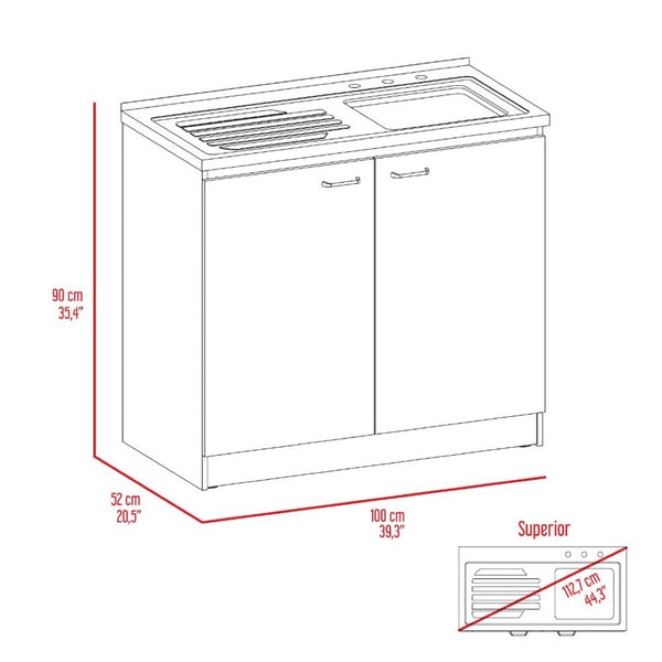 English Elm Napoles Stainless Steel Utility Sink Cabinet with Shelf for Laundry or Mudroom B200S00145