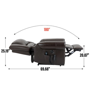 English Elm Power Lift Recliner with Dual Motor Heat Massage Faux Leather Chair for Living Room W1803S00016