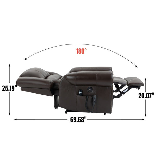 English Elm Power Lift Recliner with Dual Motor Heat Massage Faux Leather Chair for Living Room W1803S00016