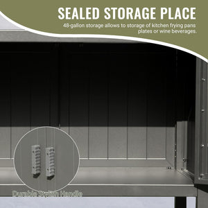 English Elm Outdoor Kitchen Island With Storage - Durable Aluminum Prep Table For Bbq, Patio & Deck Use W1859P171948