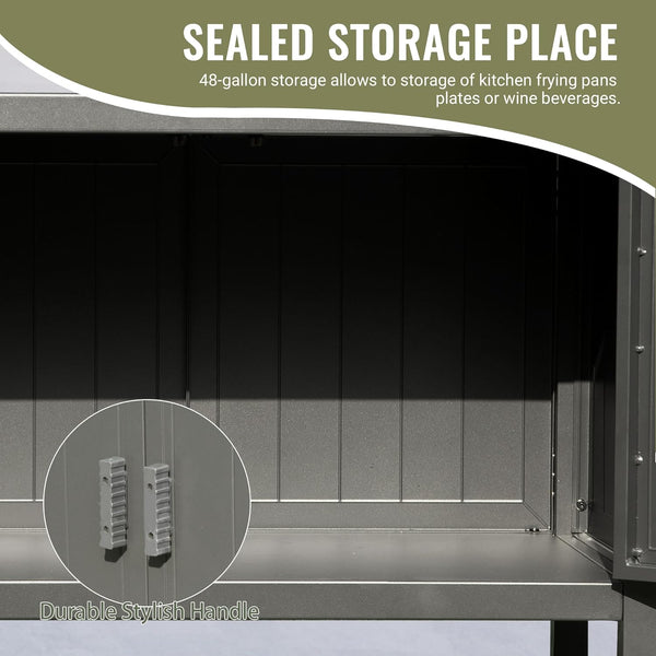 English Elm Outdoor Kitchen Island With Storage - Durable Aluminum Prep Table For Bbq, Patio & Deck Use W1859P171948