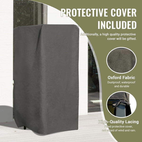 English Elm Outdoor Kitchen Island With Double Storage Rack - Durable Aluminum Prep Table For Patios & Decks W1859P171915-GIGA