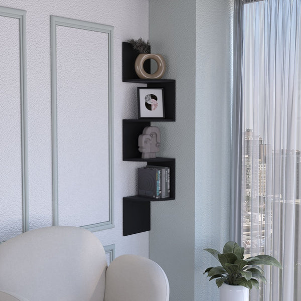 English Elm Rosset Floating Corner Shelf Tower Four Tier Wall Mounted Display for Modern Interiors B070P173206