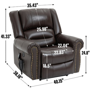 English Elm Power Lift Recliner with Dual Motor Heat Massage Faux Leather Chair for Living Room W1803S00016