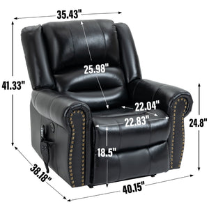 English Elm Power Lift Recliner with Dual Motor Heat Massage Faux Leather Chair for Living Room W1803S00015