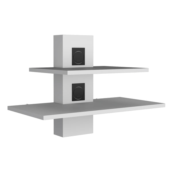English Elm Burgos Modern 2-Tier Floating Shelf in White — Engineered Wood, Cable Management, Sleek Wall Organizer B070P173214