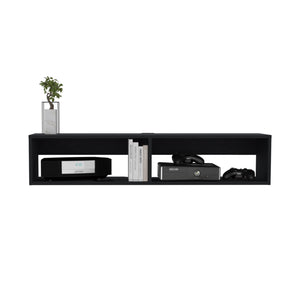 English Elm Rockwood Floating TV Stand Black — Wall-Mount Media Console with Open Shelves, 47.6"W Top, Cable Management B070P173212