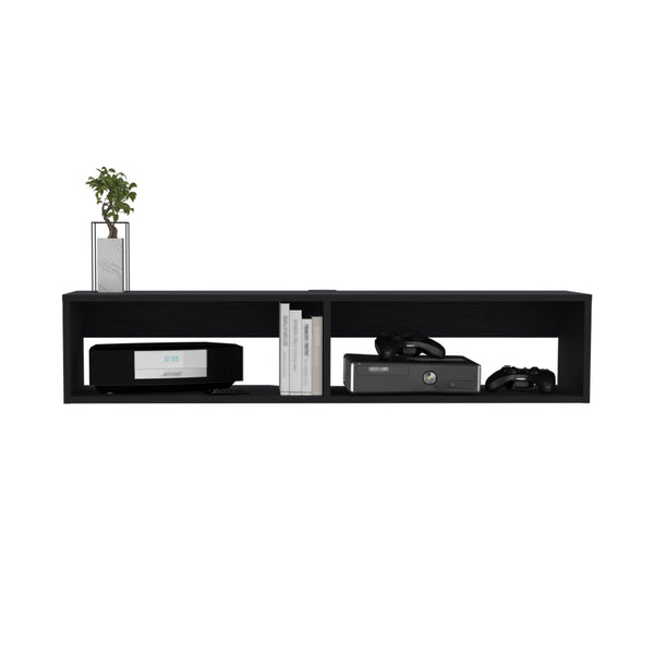 English Elm Rockwood Floating TV Stand Black — Wall-Mount Media Console with Open Shelves, 47.6"W Top, Cable Management B070P173212
