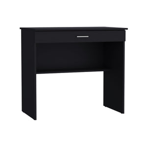 English Elm 80 Compact Writing Desk with Large Drawer & Lower Shelf, Engineered Wood Workstation 31.5x19.6 Black 35 L x 23.6 W x 31.4 H B200P173209