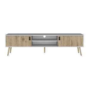 English Elm Huna Modern Dual-Tone TV Stand with Hinged Drawers, Open Shelves, Cable Management, 70.9" Top B200P173202