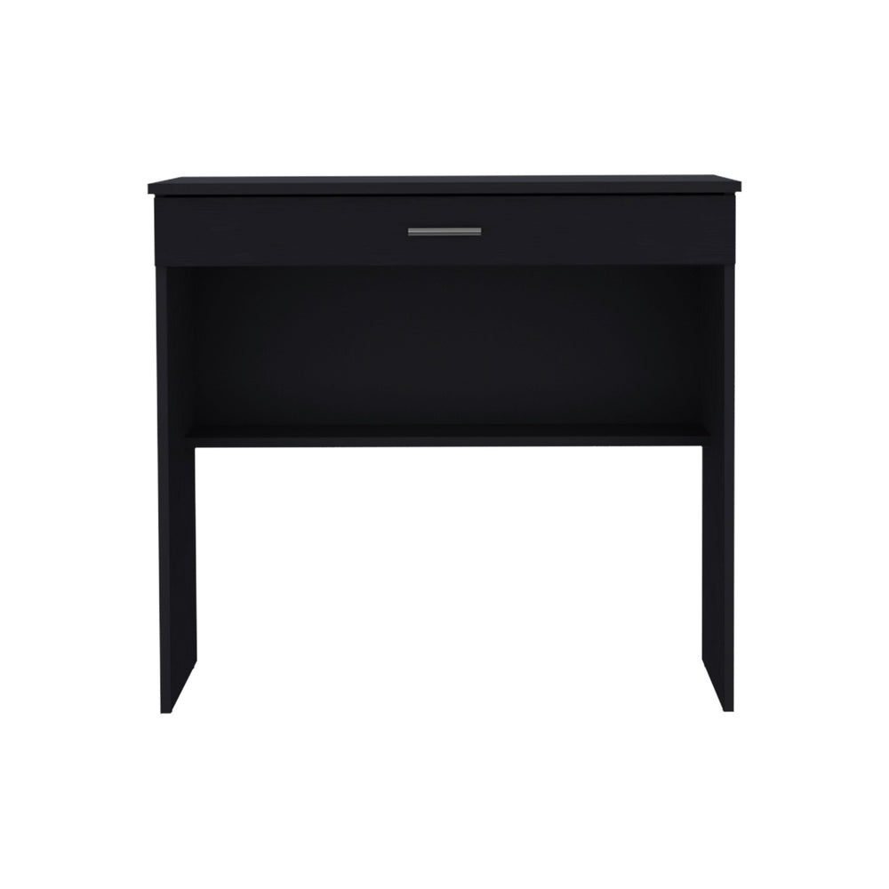 English Elm 80 Engineered Wood Writing Desk with Drawer & Lower Shelf — Compact 31.5"x19.6" Workstation, Sleek Storage Solution Black 35 L x 23.6 W x 31.4 H B070P173209