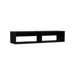 English Elm Rockwood Floating TV Stand Black — Wall-Mount Media Console with Open Shelves, 47.6"W Top, Cable Management B070P173212