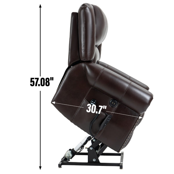 English Elm Power Lift Recliner with Dual Motor Heat Massage Faux Leather Chair for Living Room W1803S00013