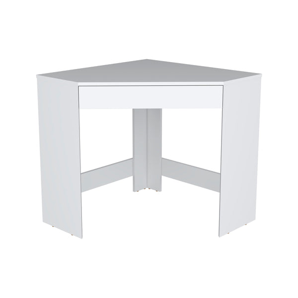 English Elm Amity Corner Desk White with Spacious Drawer, 29.9" x 29.9" Workstation — Modern Space-Saving Design B070P173216