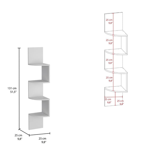 English Elm Rosset Floating Corner Shelf Tower Four Tier Wall Mounted Display for Modern Interiors B200P173207