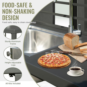 English Elm Outdoor Aluminum Kitchen Island with Sink & Faucet, Food-Safe Countertop, Shelves, Cover, Weatherproof W1859S00065