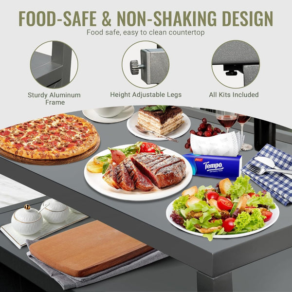 English Elm Outdoor Kitchen Island With Modular Design, Weather-Resistant Aluminum Storage For Bbq And Patio Use W1859P171930-GIGA