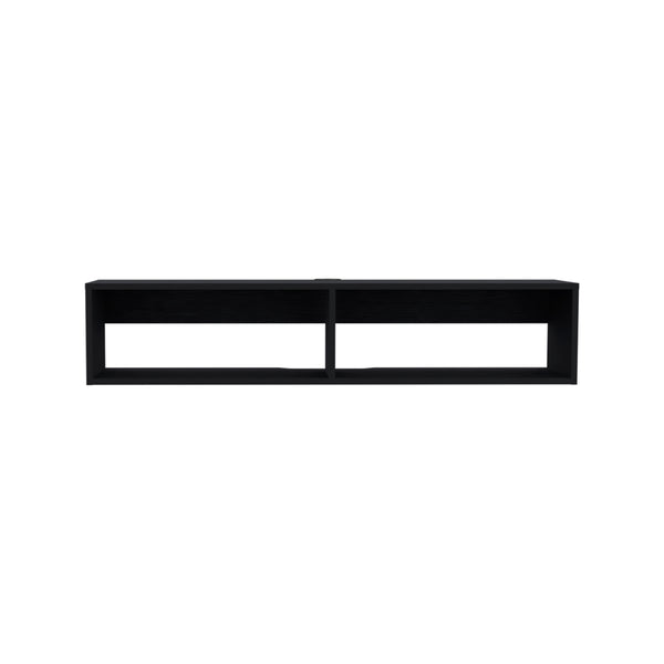 English Elm Rockwood Floating TV Stand Black — Wall-Mount Media Console with Open Shelves, 47.6"W Top, Cable Management B070P173212