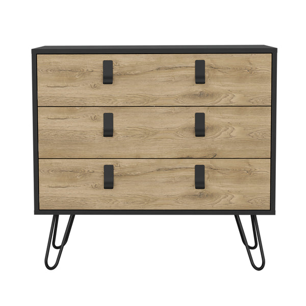 English Elm Huna Mid-Century 3-Drawer Hairpin Legs Dresser in Multicolor — Stylish Storage, Spacious Top Surface B200P173219