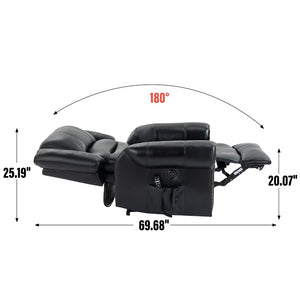 English Elm Power Lift Recliner with Dual Motor Heat Massage Faux Leather Chair for Living Room W1803S00015