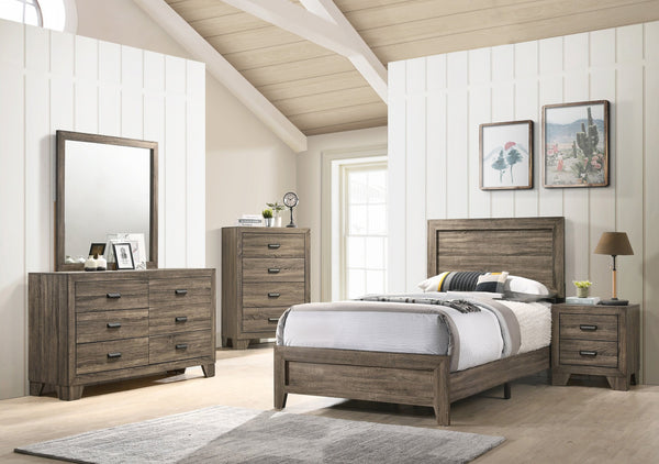 English Elm Grey Contemporary Queen Bed Frame in Durable Wood Finish — Chic, Low-Maintenance Design for Master or Guest Rooms Grey 45.2 L x 27.95 W x 5.51 H B011P174713